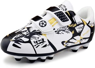 Дитячі футбольні бутси для хлопчиків та дівчаток, Outdoor, Тренувальні, Kunstrasen, Штучні шипи, Unisex, 28-37EU, 34EU, Білий, Золотий