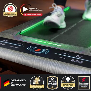 Біговий тренажер Sportstech для дому, Walking Pad, швидкість 1-8 км/год, тренажер під стіл, кут нахилу 11,5%, тихий, з підключенням до додатку, вантажопідйомність 120 кг, компактний, LCD дисплей, для дому, офісу, sWalk GWD
