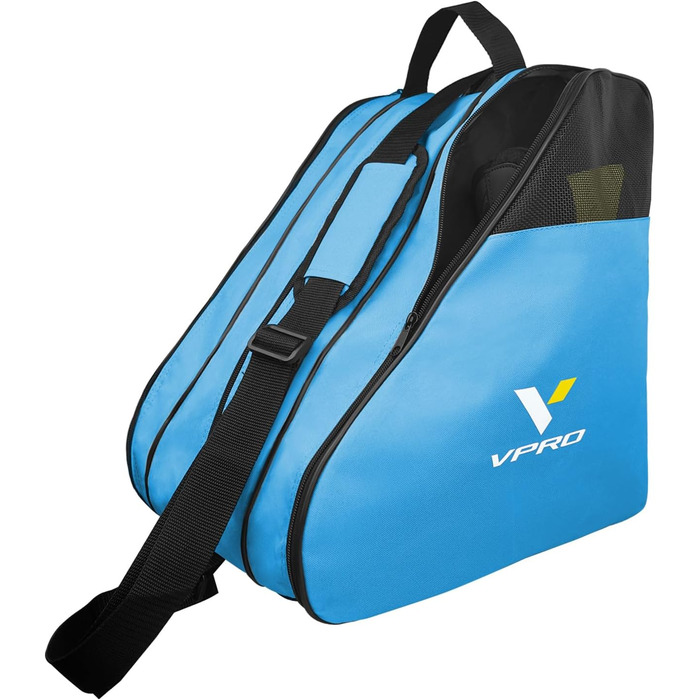 Сумка для ковзанів VPRO: для фігурного катання, роликів, інлайнів. З ремінцем та блискавкою (Блакитна)