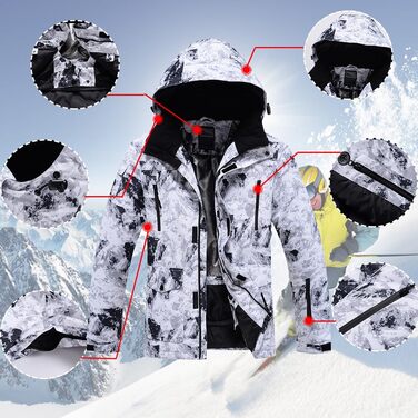 Спортивний костюм YEEFINE для чоловіків, гірськолижний, розмір L, білий + білий