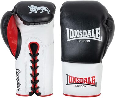 Боксерські рукавички Lonsdale Campton з натуральної шкіри (Чорний/Білий/Червоний, 08 oz R)