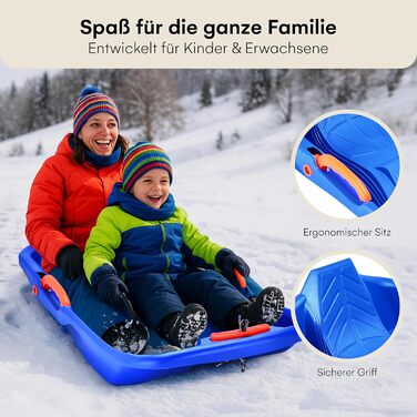 Дитячий санки-сніголюб POWRX з ручним керуванням та гальмами - блакитні, комплект 1 шт.