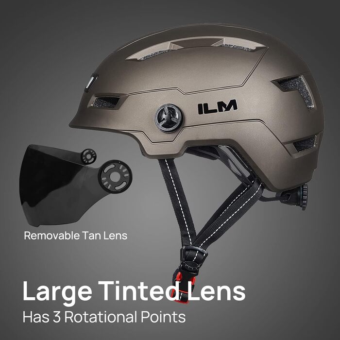 Велосипедний шолом ILM з візором і LED-ліхтарем для міста та гір, універсальний для чоловіків і жінок, модель E3-10L
