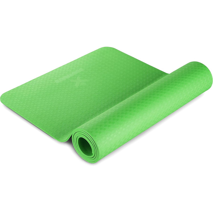 Килимок для йоги BODYMATE Premium TPE 183x61 см, нековзкий, фітнес-мат для йоги, пілатесу, спорту, товщина 6 мм, зелений