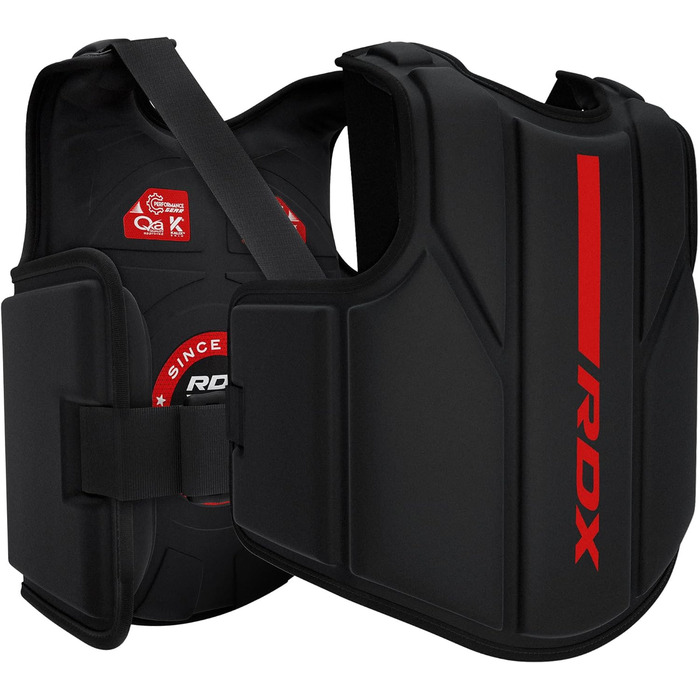 Захист для корпусу RDX з Maya Hide шкіри, червоний S/M – для кікбоксингу, MMA, муай-тай, боксу, регульований, для домашніх і тренажерних занять