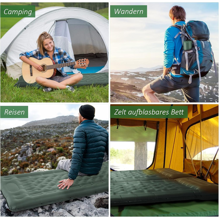 Кемпінговий килимок Jaztral самонадувний 2025, 12 см, посилена структура, насос, подушка 16 см, стійкий до розривів, ультралегкий та компактний для відпочинку на природі, походів, пляжу, 70 x 199 см