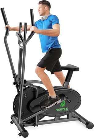 Еліптичний тренажер Neezee Crosstrainer Pro 2-в-1 з магнітним опором, сидінням та LCD-дисплеєм. До 120 кг, чорний