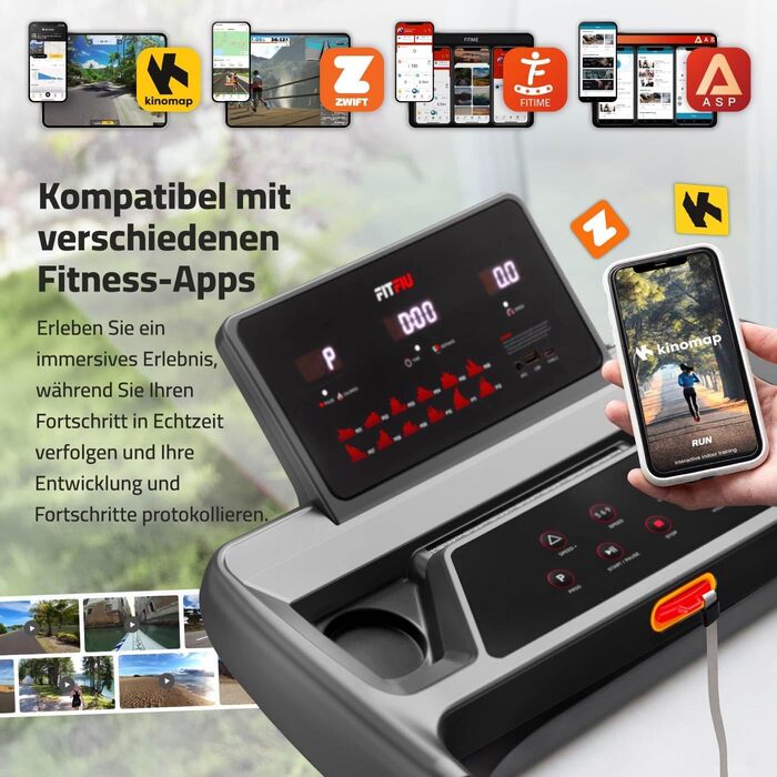 Складана бігова доріжка FITFIU Fitness 4 в 1 з нахилом 9%, швидкістю до 14 км/год, підтримкою APP, датчиком пульсу та тримачем для планшета, компактна Walking Pad MC-160