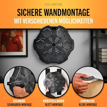 Музична бокс-машина VALENESS® – Smart бокс з музикою та LED, бокс-автомат для стіни, комплект з боксерськими рукавичками. Ідеальне тренування боксу вдома для дітей та дорослих (ручна музична бокс-машина)