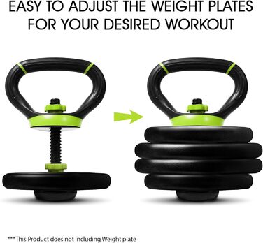 Кетлбел Yes4All регульований: ручка для гирі, дисків, штанги, млинця (A. Neo Green – регульована ручка, B. ручка для дисків)