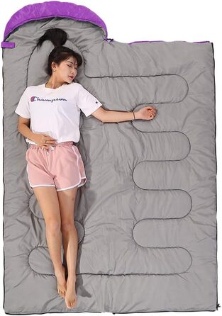 Спальний мішок SWTMERRY для 3-4 сезонів (літо, весна, осінь, зима) - теплий та легкий, для туризму, походів та кемпінгу. Однотонний фіолетовий