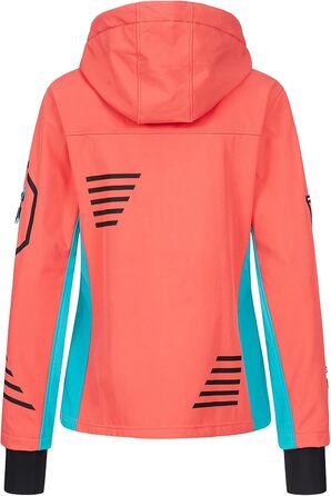 Жіноча куртка-вітровка Softshell Rock Creek D-402, кораллово-бірюзова, розмір XXL