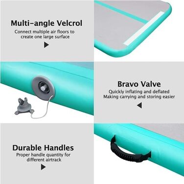 Надувна гімнастична килимок LSLIFE для дому, 5м, з електричним насосом. Підходить для гімнастики, йоги, тренувань дітей. Товщина 10см.