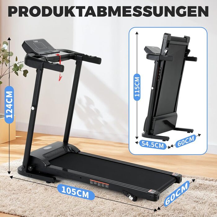 Біговий доріжки складаний для дому 14 км/год з LED-дисплеєм та 12 програмами тренувань, NV-T3801