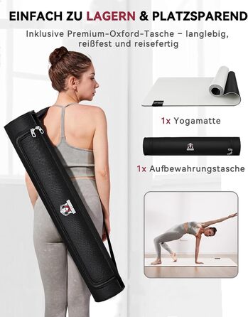 Йога мат TPE HAPBEAR XXL 183x76x5 мм - неслизька, для фітнесу, з резинками та сумкою