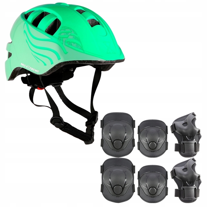 Дитячий велосипедний шолом з регулюванням та комплект захисту для скейтбордингу, розмір XS