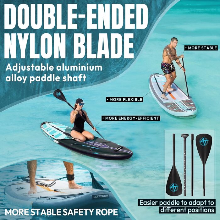 Надувне SUP-борд (305 x 91 см) з аксесуарами та рюкзаком, блакитний колір, з сидінням