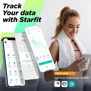 Вага RunSTAR для вимірювання жиру в тілі, персональна вага з великим дисплеєм, аналізатор 13 показників, синхронізація з додатком