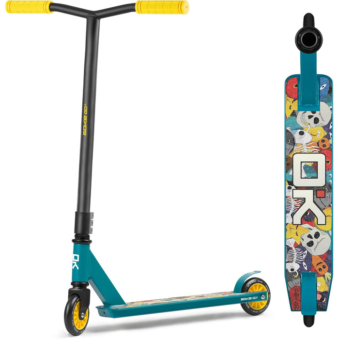 Трюковий самокат SOKE GO! для дорослих і дітей, 2 колеса, ABEC 9, до 100 кг, синій/рожевий, міський фристайл самокат