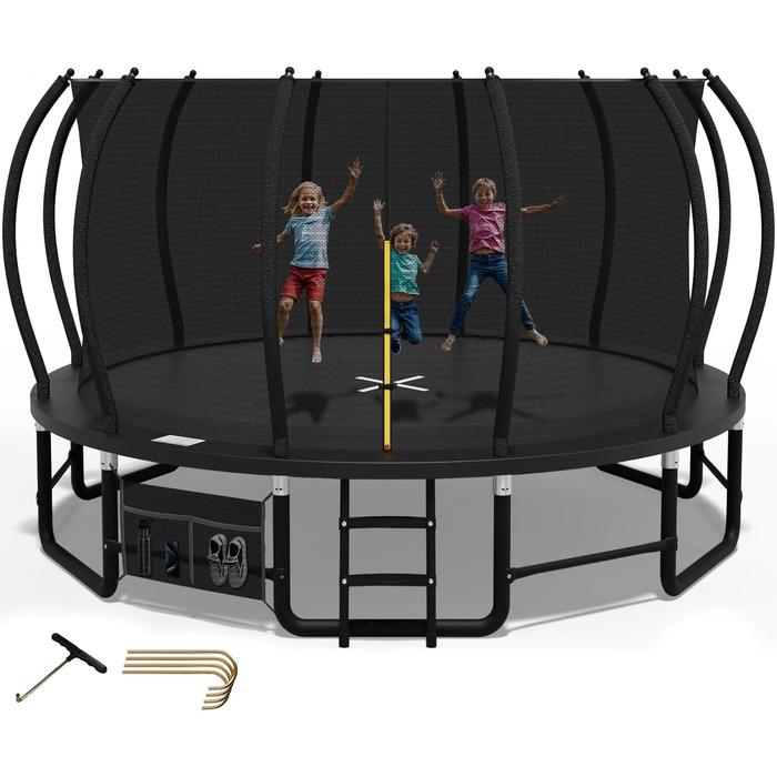 Трамплін Devoko Outdoor Ø228/305/366/427см з посиленими поперечинами, міцний та стійкий, вантажопідйомність до 150 кг, цілісна конструкція, швидка установка, для дітей та дорослих, 427 x 427 x 265 см