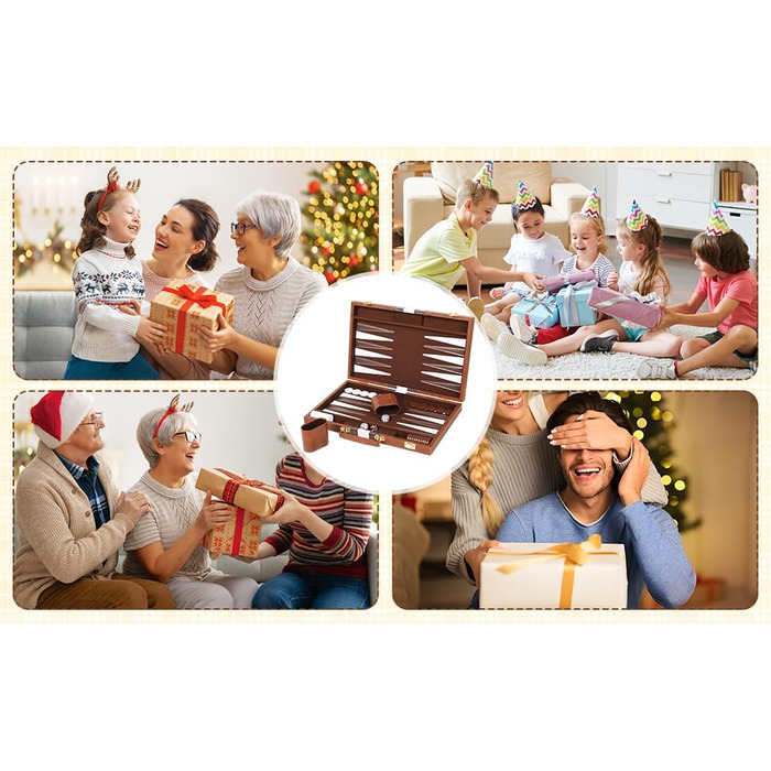 Набір шашок Cbilzxer Backgammon, 45х30 см, з кейсом з екошкіри, для дорослих та сім'ї