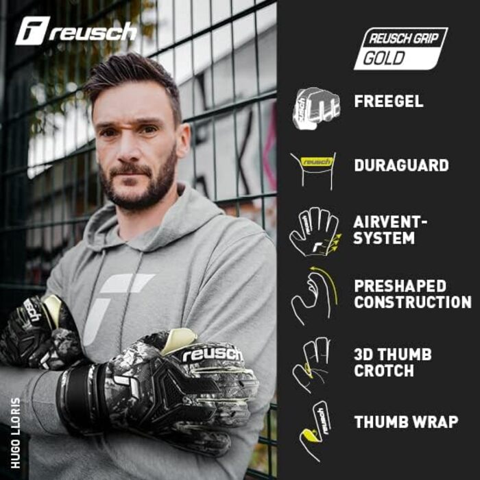 Воротарські рукавички Reusch Attrakt Freegel Gold Evolution Cut із зовнішнім швом і накладкою Grip Gold, універсальні, для всіх типів покриття