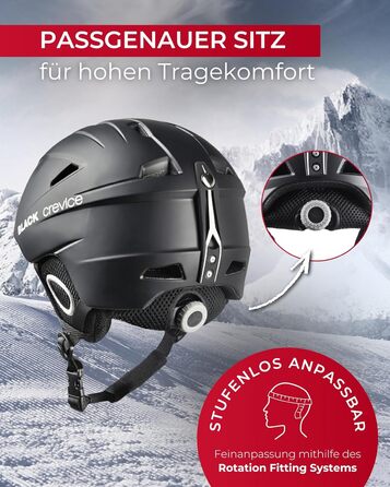 Чорний гірськолижний шолом Kitzbühel I - дихаючий, регульований, з полікарбонату, для чоловіків та жінок