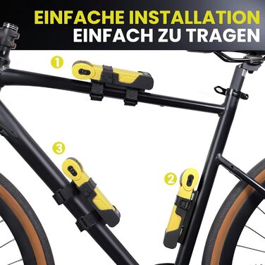 Замок для велосипеда складний, 100см, з ключами, висока безпека, з кріпленням, сталевий, для велосипеда, електровелосипеда (жовтий)