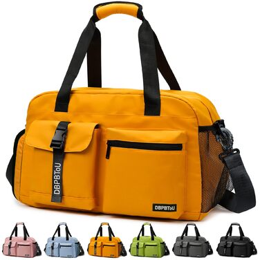 Спортивна сумка для жінок та чоловіків з відділенням для взуття та вологих речей, водонепроникна дорожня сумка Weekender для залу, басейну та сауни (Жовта)