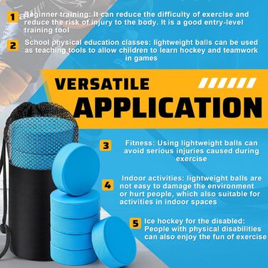 ShinyRelief Набір з 6 важезних хокейних шайб для тренувань, 118 г, блакитні