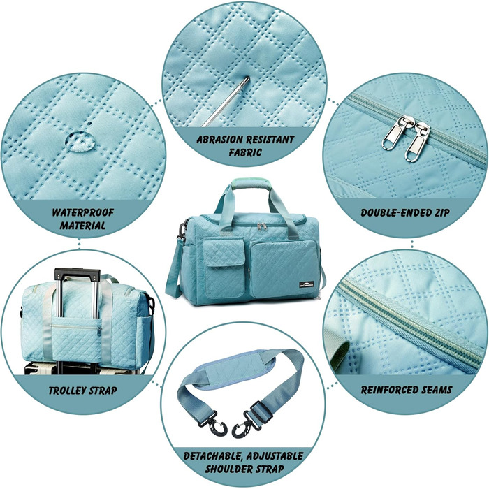 Спортивна сумка для жінок та чоловіків з відділенням для взуття та мокрих речей, водонепроникна сумка для подорожей, йоги, плавання та залу (Колір: Teal)