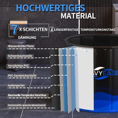 Портативна складана ванна для дорослих (80x66 см) - для відпочинку, душу, SPA, крижаного душу для спортсменів (чорний)