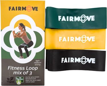 Гумові стрічки FAIR Move для фітнесу: набір 3 шт. з натурального латексу (Theraband) для м'язів, йоги, кроссфіту