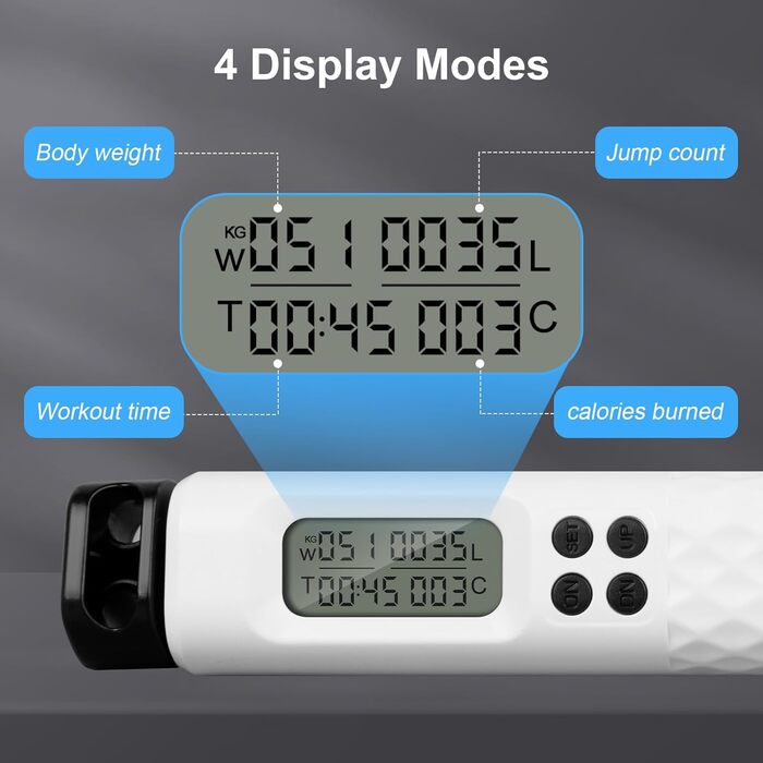 Стрибкове канат AiQInu з лічильником, спортивний, для дорослих, з таймером та підрахунком калорій