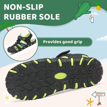 Сандалі дитячі SAGUARO для хлопчиків та дівчаток Trekking, чорно-зелені, 37 EU, дихаючі, протиковзкі