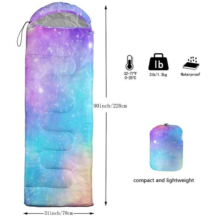 Спальний мішок HOSIMA з м'ячем, для холодного клімату, дорослий, дитячий, водонепроникний, для кемпінгу, походів, подорожей, полювання, компресійний мішок AF007