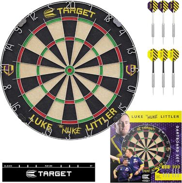 Професійний набір для дартсу Target Darts Luke Littler 'The Nuke' — дартс-дошка, 2 сталеві дротики, стандартна лінія для кидків, аксесуари