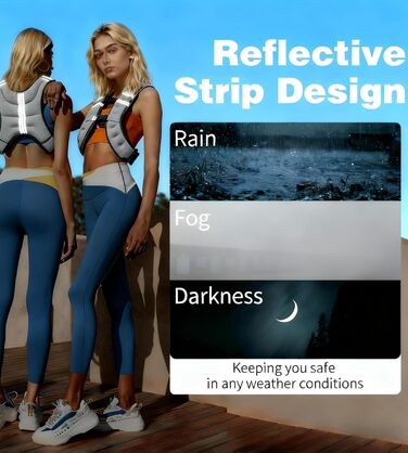 Вага для тренувань (вага жилет) 3 кг / 5 кг з світловідбиваючими смугами та регульованими ременями, сірий