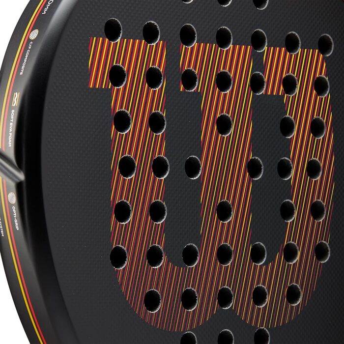 Падельна ракетка Wilson Pro Staff Elite v2, карбон-скловолокно, EVA, 365 г, 484 см², чорна/червона/жовта