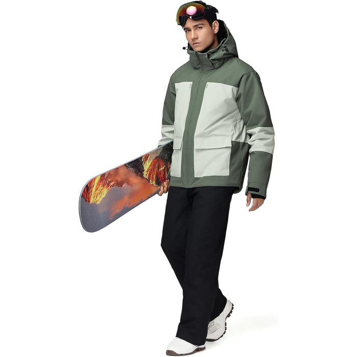 Чоловічий комплект гірськолижний HOTIAN: куртка та штани, водонепроникний, дихаючий, з капюшоном. Ідеально для сноуборду та катання на лижах. Розміри L, LGR+BK