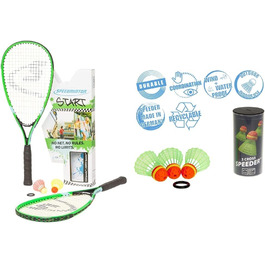 Набір для кросмінтону Speedminton Start, унісекс, 2 ракетки, 3 м'ячі, зелений/синій/чорний, бали червоні/зелені