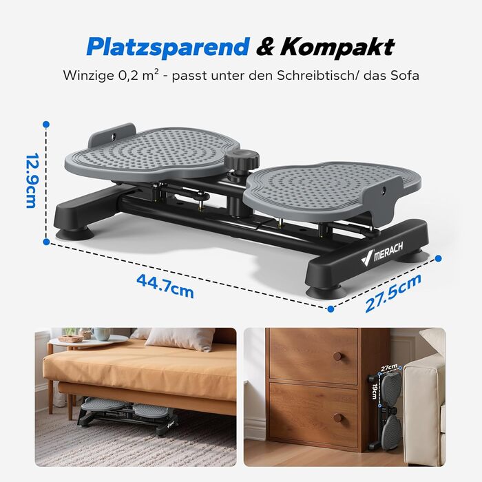 MERACH Диск для скручування тазу, тренажер для пресу з 2 еластичними стрічками, для тонкої талії та силових вправ, до 136 кг, безшумний, сірий