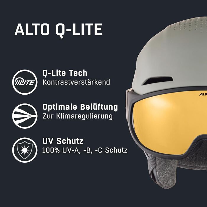 Шолом гірськолижний Alpina Alto Q-LITE з візором, moon-grey matt (gold mirror), L (59-63 см)