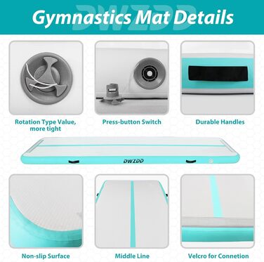 Dwzdd Килимок для гімнастики Air Matte Track, 3 м/4 м/5 м/6 м, надувний килимок для дітей, для дому/спортзалу/тренувань/череплянок, 200*100*10 см