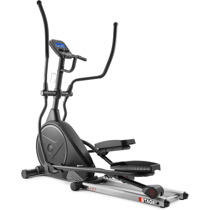 Еліптичний тренажер Hop-Sport HS-160CF Stage, 12 програм, для дому, з транспортувальними роликами, сірий