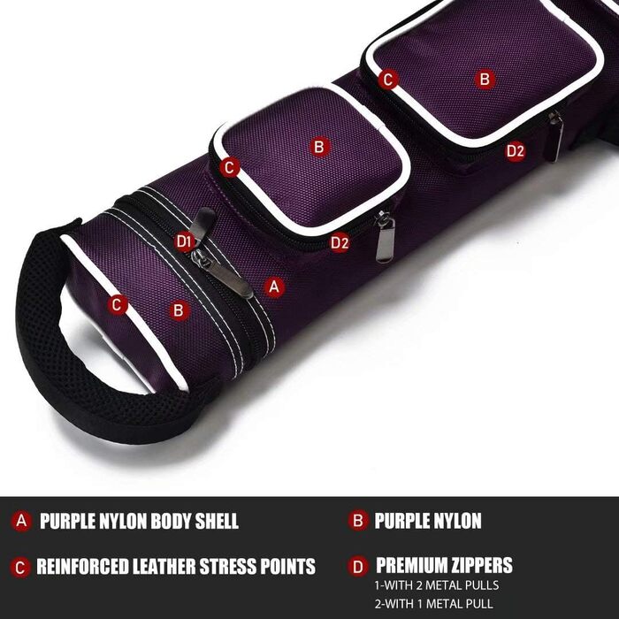 Більярдний кий Collapsar 2x4 Hart з чохлом, фіолетовий нейлон