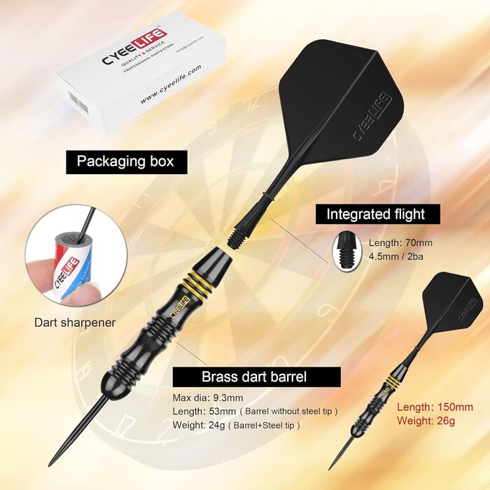 Дарти CyeeLife 26 г, сталеві стріли з кейсом та аксесуарами для дартсу
