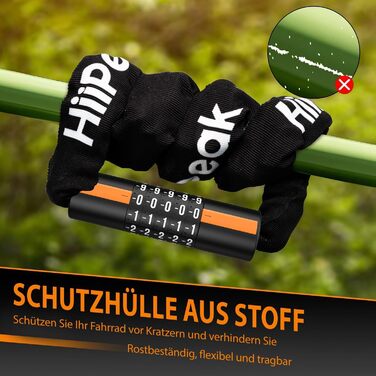 Надійне велозамок HiiPeak з 5-значним кодом, 94 см, 7 мм, для велосипеда, мотоцикла, грилю, чорний