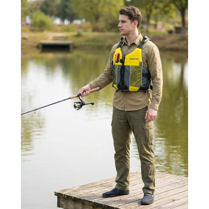 Рятувальний жилет Owntop для дорослих та юнаків з пискликом та рюкзаком для води | Легка унісекс куртка для SUP, каякінгу, риболовлі та інших водних видів спорту (XXS, жовтий)