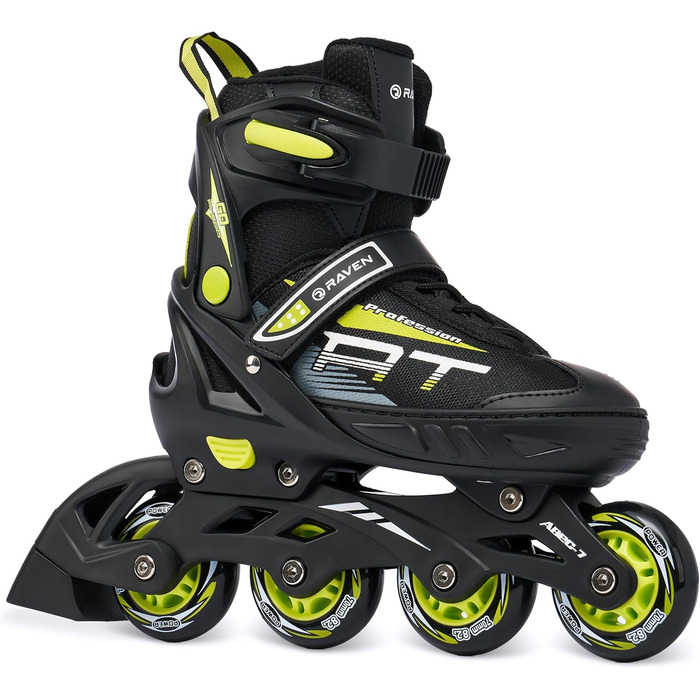 Інлайнерожі RAVEN Profession 4in1 чорного та лаймового кольору, регульовані 31-35 (20,5-23 см), для дітей та дорослих